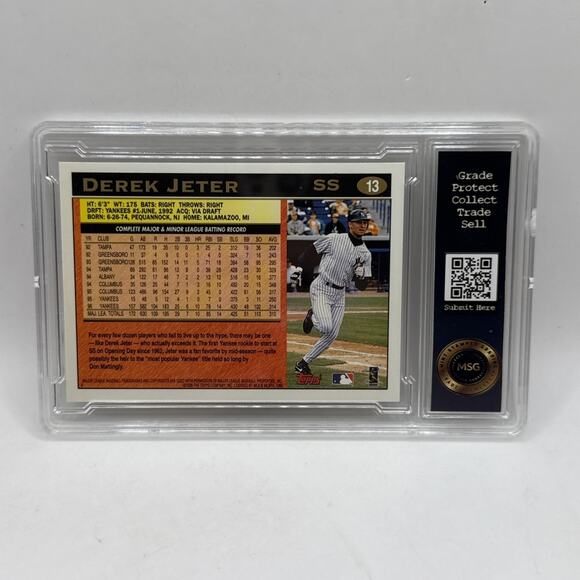1997 Topps Baseball Card Derek Jeter New York Yankees #13 Graded 8 NM-MT Rookie - Picture 2 of 2
